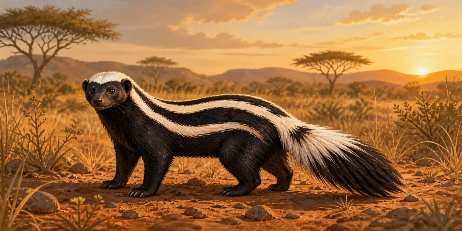 A cartoon zorilla in the African savanna